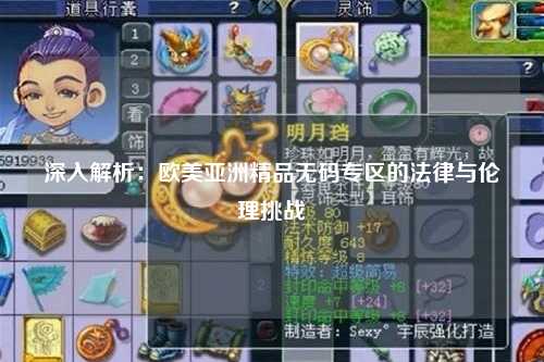 深入解析：欧美亚洲精品无码专区的法律与伦理挑战